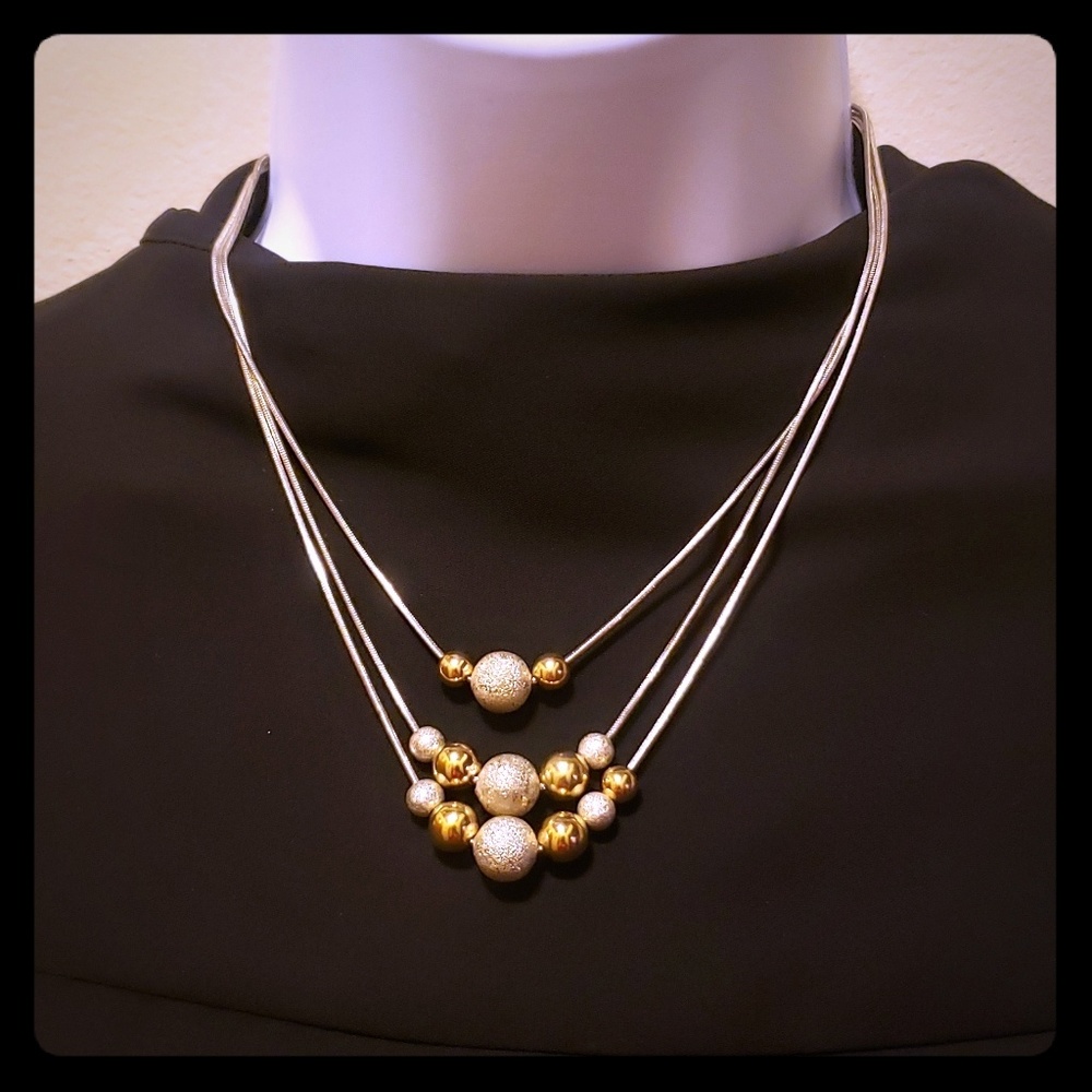 Women's 3 strand silver necklace